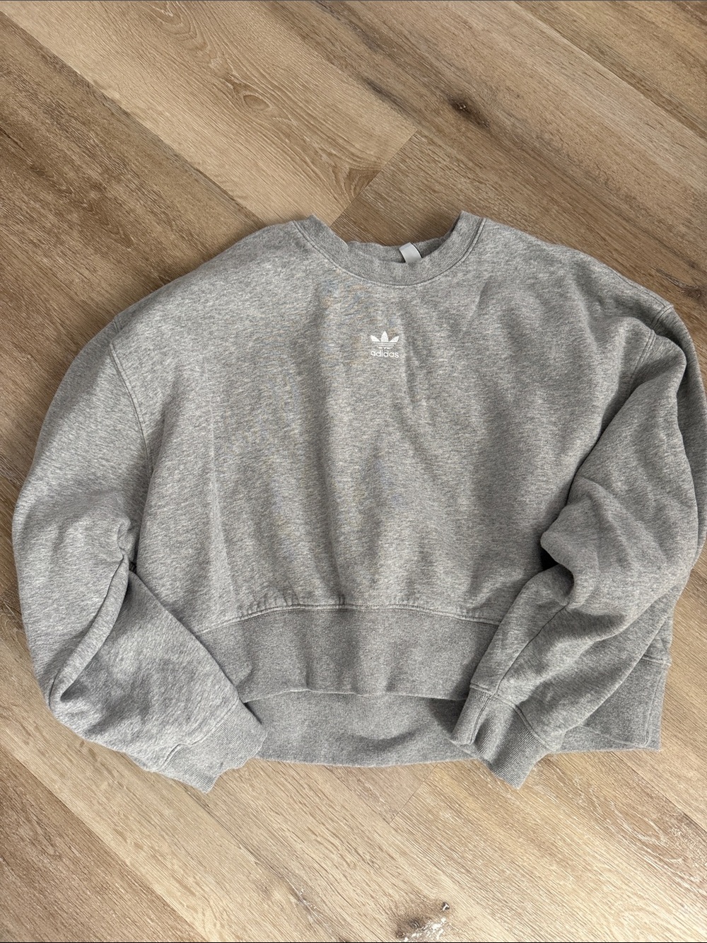 adidas Light Gray Crewneck Cropped Sweatshirt